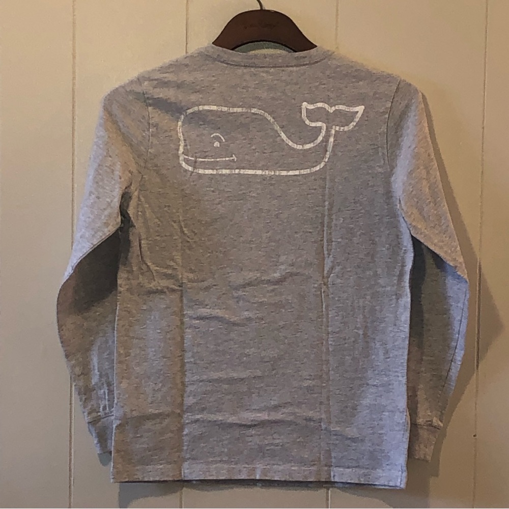 Vineyard Vines Gray Long Sleeve Tee Youth M (12-14) Whale Preppy